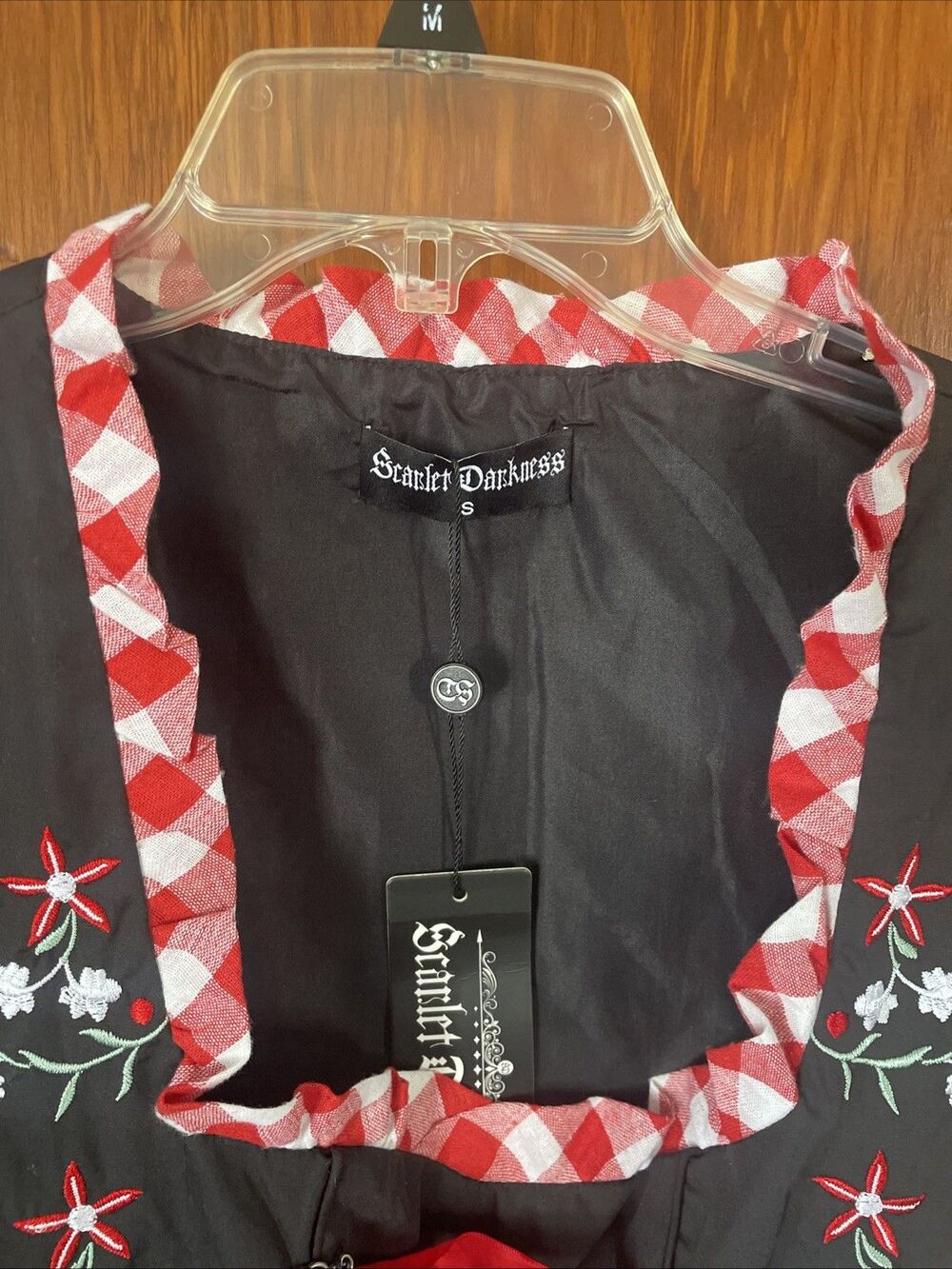 Scarlet Darkness Black Fit Flare Floral Embroidered Lace Metal Accents S NWT - Picture 2 of 6